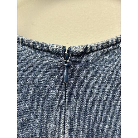 LOUP Alicia Denim Chambray Shift Dress‎ Womens XS Short Sleeve Ruffle Two Tone - Picture 6 of 7